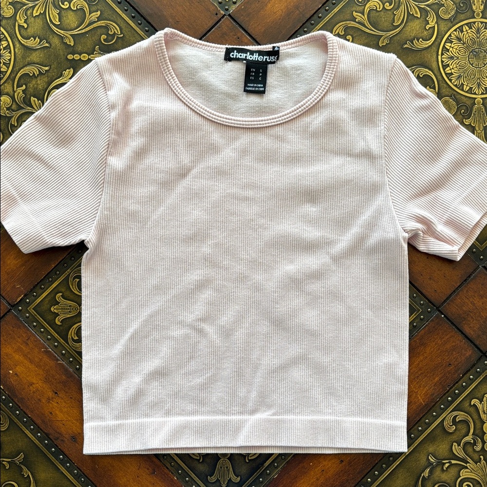 Charlotte Russe Blush Ribbed Tee
